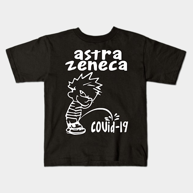 Astrazeneca peeing on covid Kids T-Shirt by Tshirtsearch